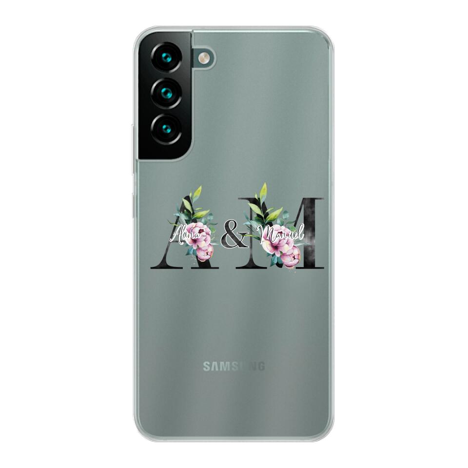 Personalisierte Handyhülle mit euren Initialien (mit Blumen) - Samsung