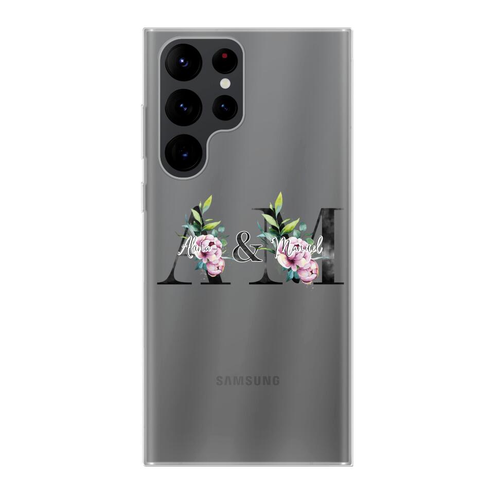 Personalisierte Handyhülle mit euren Initialien (mit Blumen) - Samsung