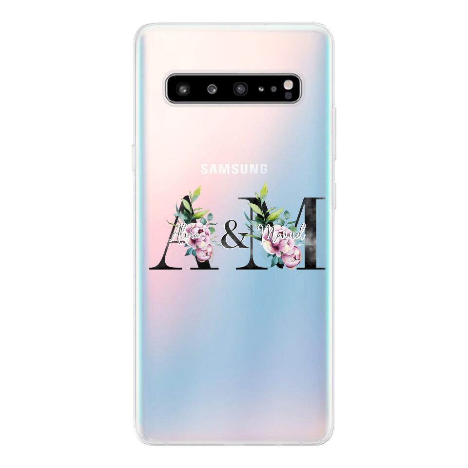 Personalisierte Handyhülle mit euren Initialien (mit Blumen) - Samsung