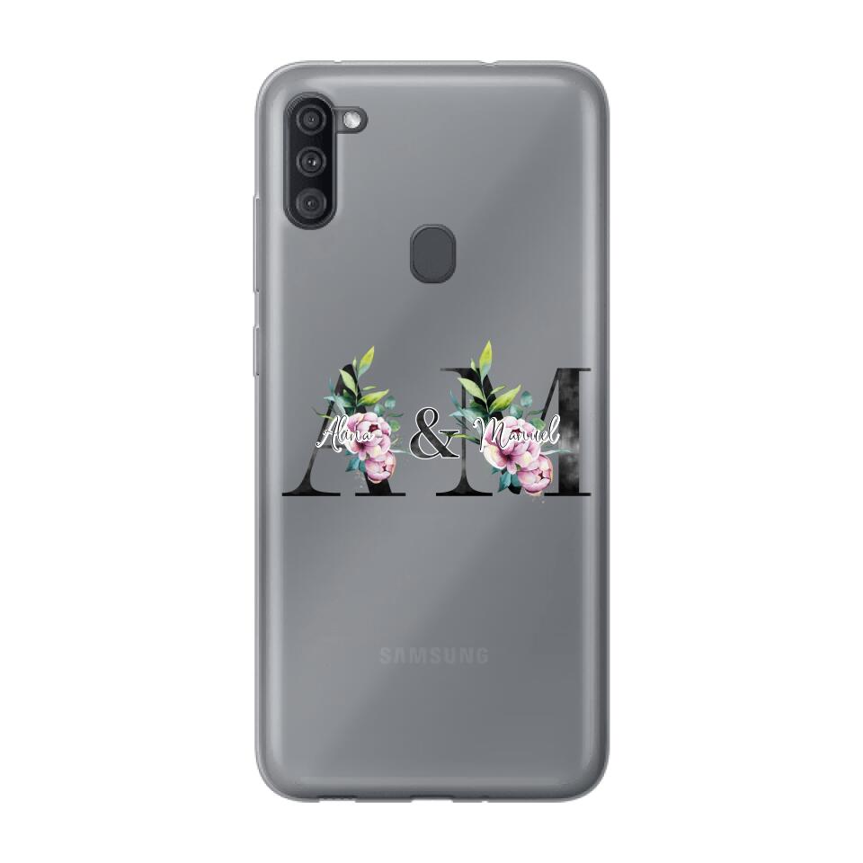 Personalisierte Handyhülle mit euren Initialien (mit Blumen) - Samsung