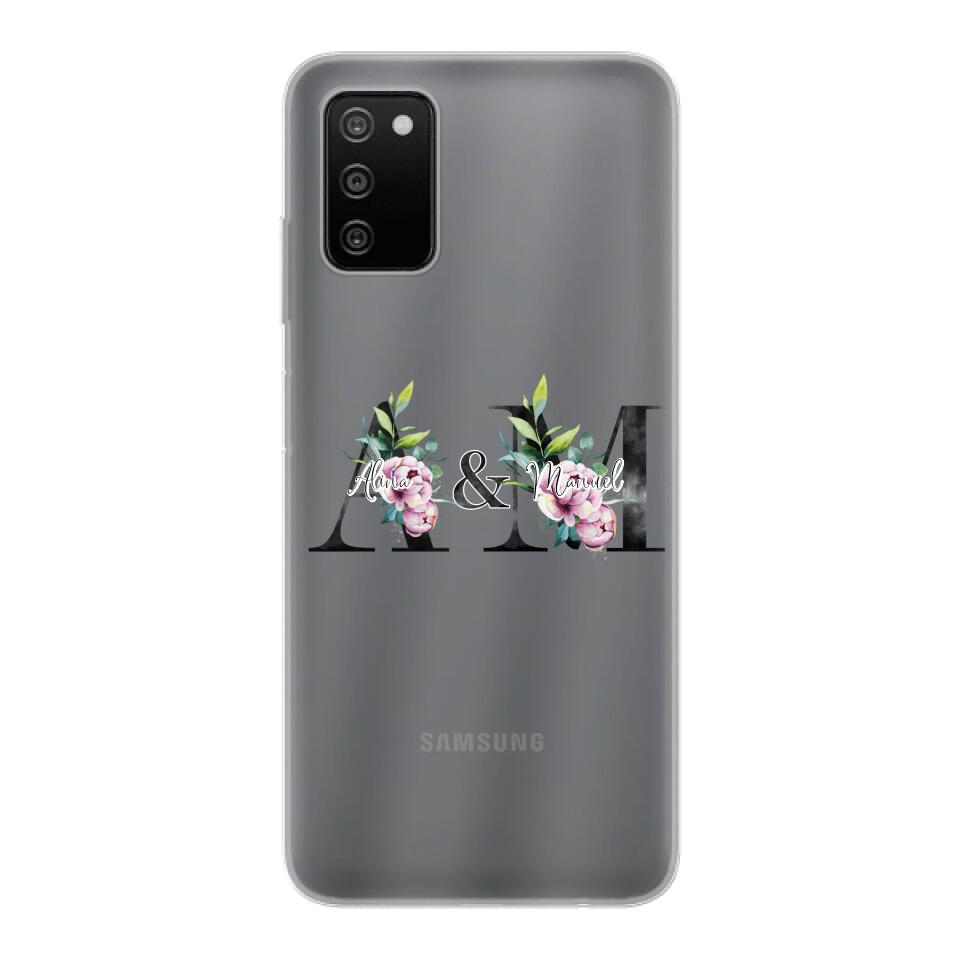 Personalisierte Handyhülle mit euren Initialien (mit Blumen) - Samsung