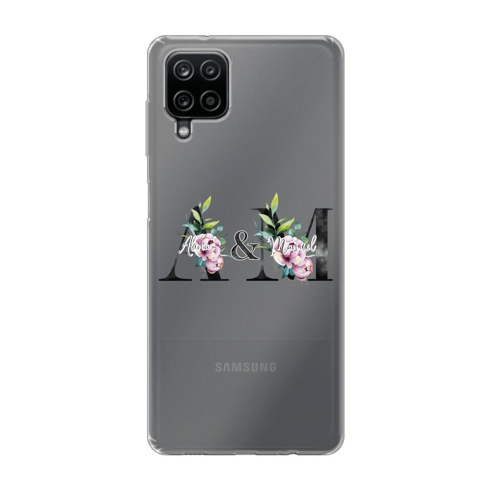 Personalisierte Handyhülle mit euren Initialien (mit Blumen) - Samsung