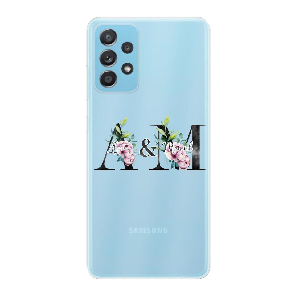 Personalisierte Handyhülle mit euren Initialien (mit Blumen) - Samsung