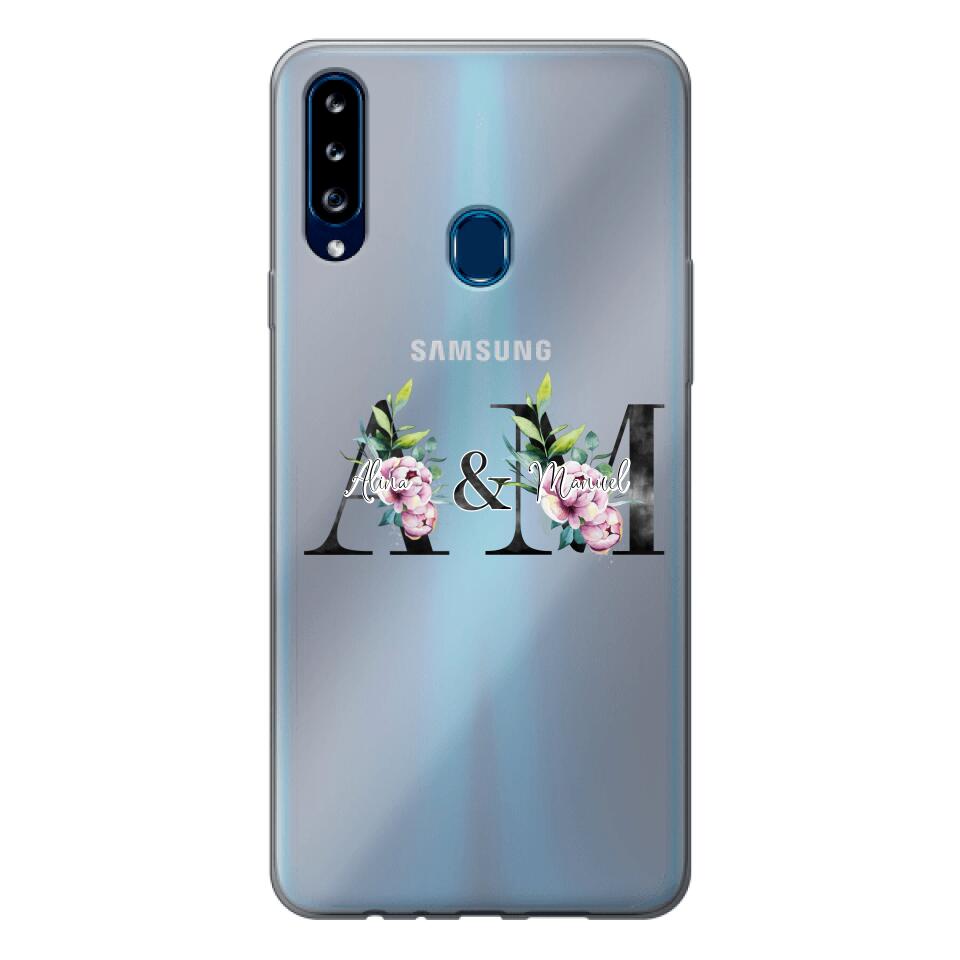 Personalisierte Handyhülle mit euren Initialien (mit Blumen) - Samsung