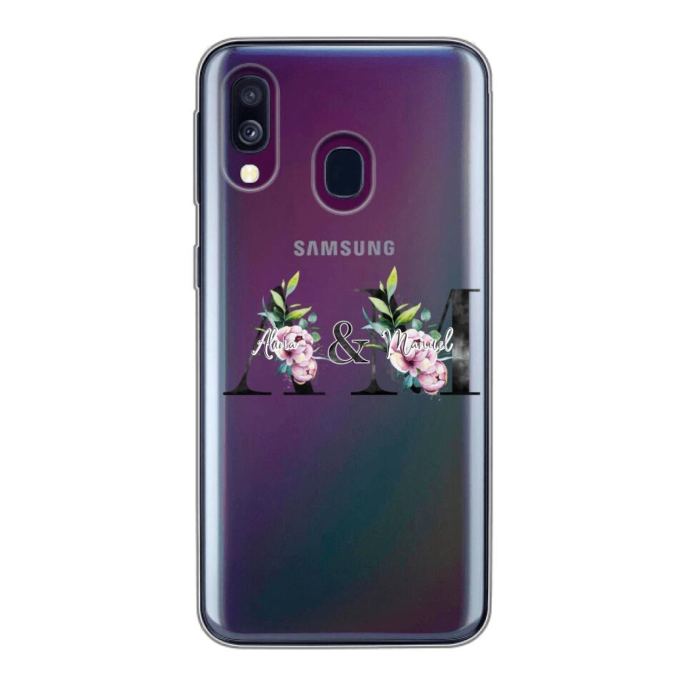 Personalisierte Handyhülle mit euren Initialien (mit Blumen) - Samsung