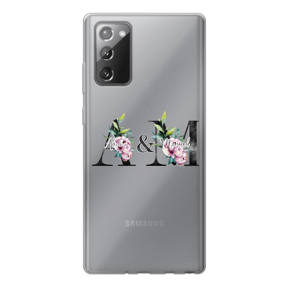 Personalisierte Handyhülle mit euren Initialien (mit Blumen) - Samsung