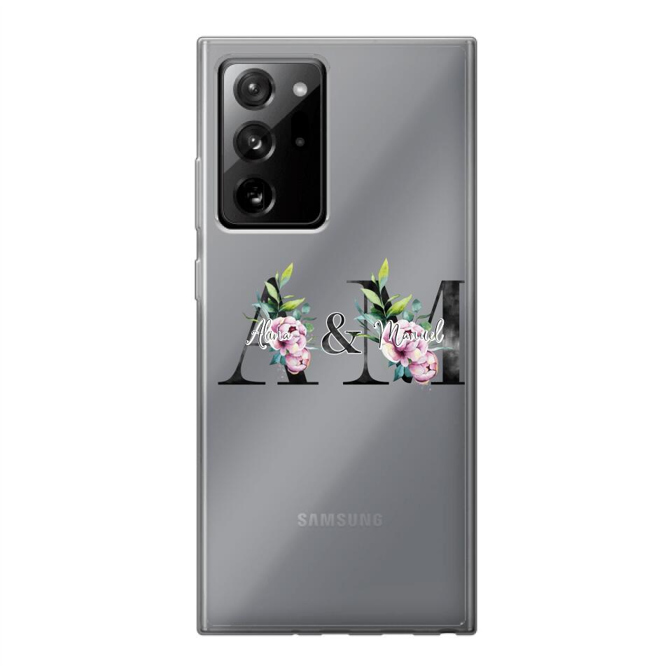 Personalisierte Handyhülle mit euren Initialien (mit Blumen) - Samsung