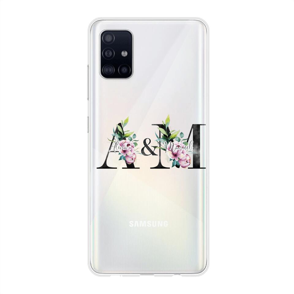 Personalisierte Handyhülle mit euren Initialien (mit Blumen) - Samsung