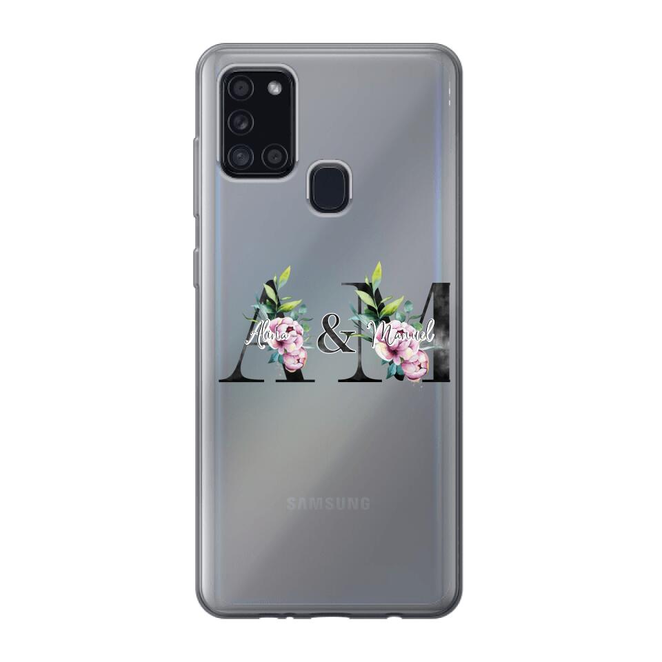 Personalisierte Handyhülle mit euren Initialien (mit Blumen) - Samsung