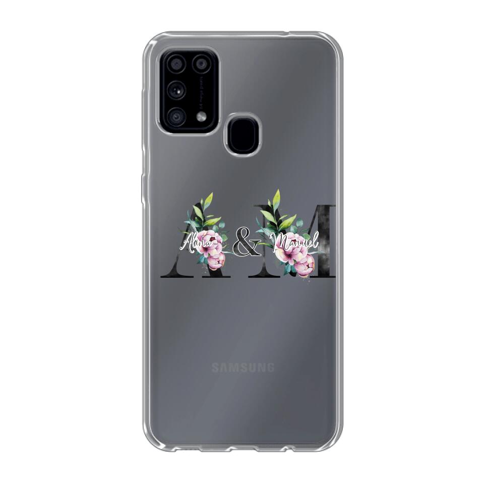 Personalisierte Handyhülle mit euren Initialien (mit Blumen) - Samsung