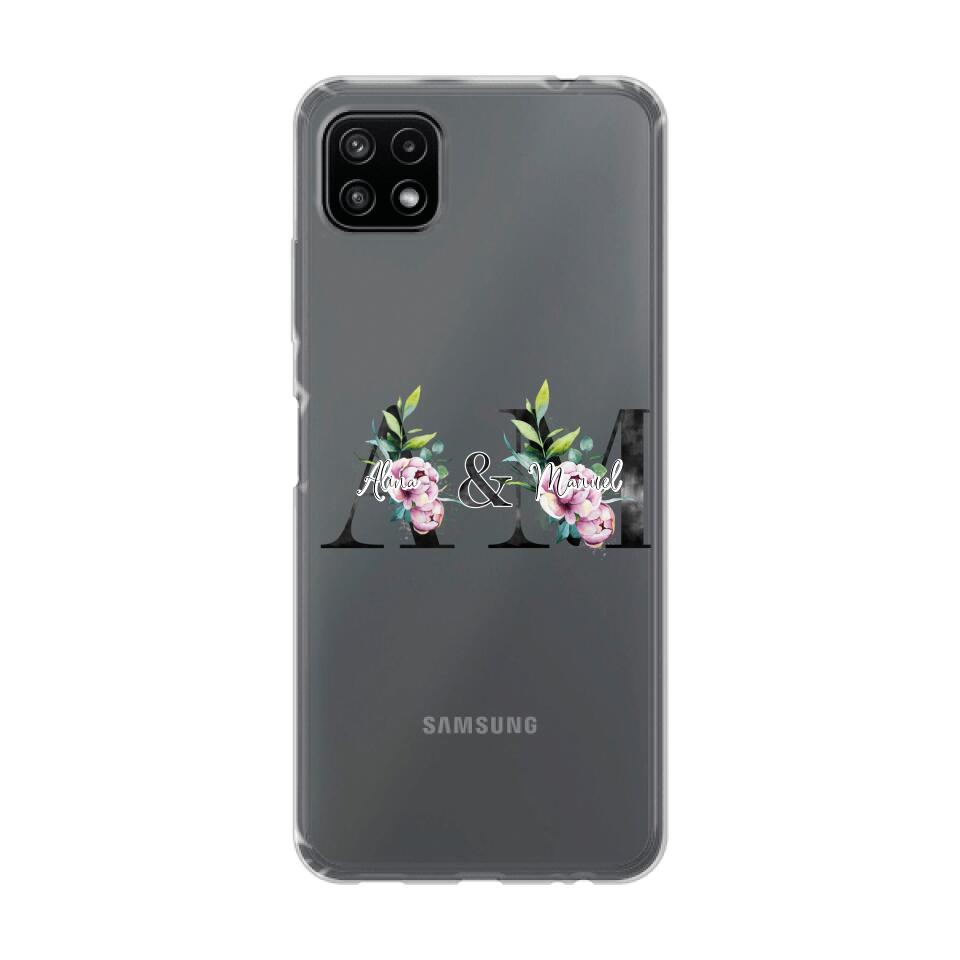 Personalisierte Handyhülle mit euren Initialien (mit Blumen) - Samsung