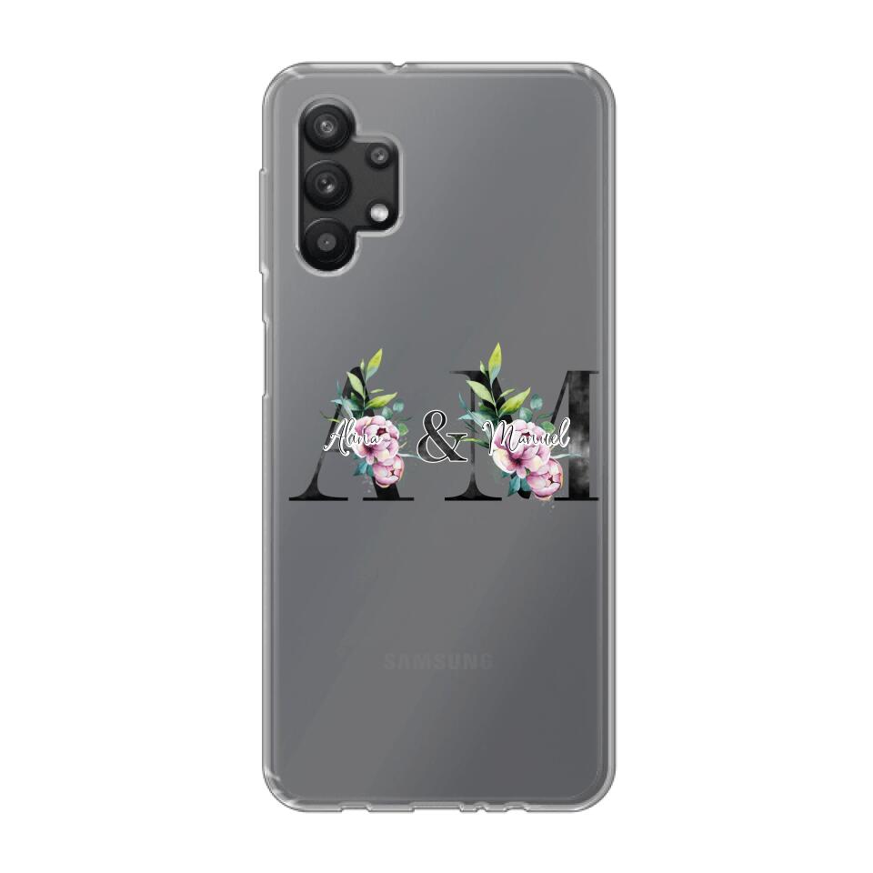 Personalisierte Handyhülle mit euren Initialien (mit Blumen) - Samsung