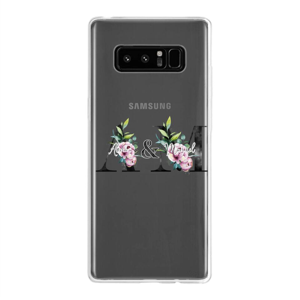 Personalisierte Handyhülle mit euren Initialien (mit Blumen) - Samsung