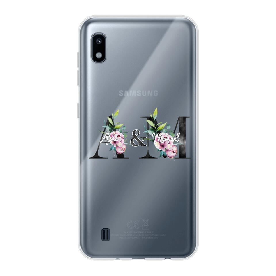 Personalisierte Handyhülle mit euren Initialien (mit Blumen) - Samsung