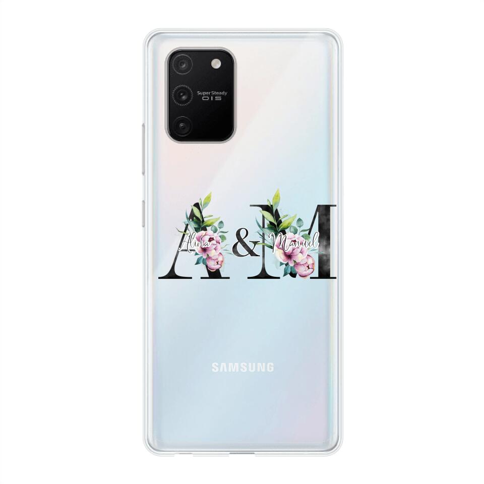 Personalisierte Handyhülle mit euren Initialien (mit Blumen) - Samsung