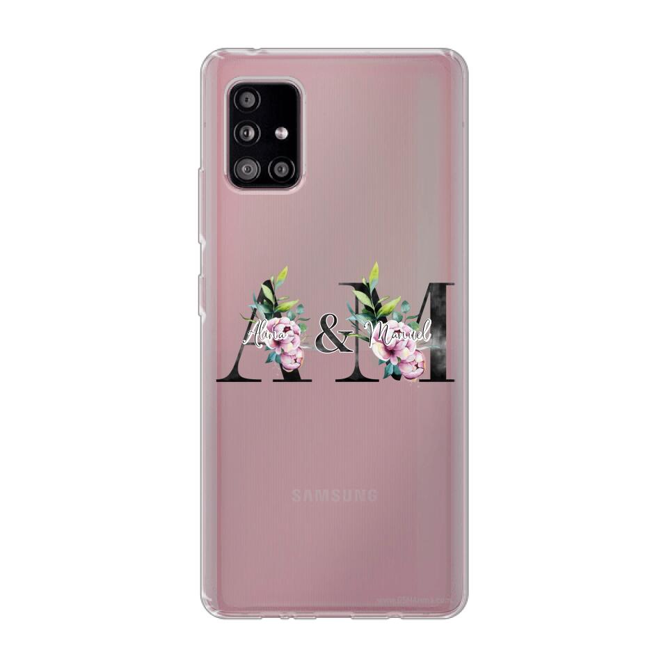 Personalisierte Handyhülle mit euren Initialien (mit Blumen) - Samsung