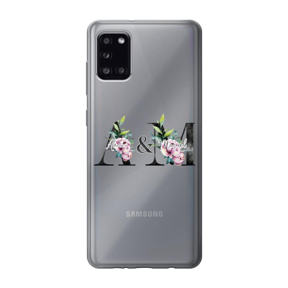 Personalisierte Handyhülle mit euren Initialien (mit Blumen) - Samsung