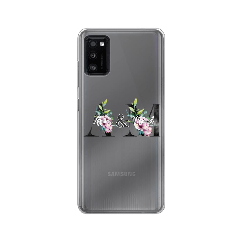 Personalisierte Handyhülle mit euren Initialien (mit Blumen) - Samsung