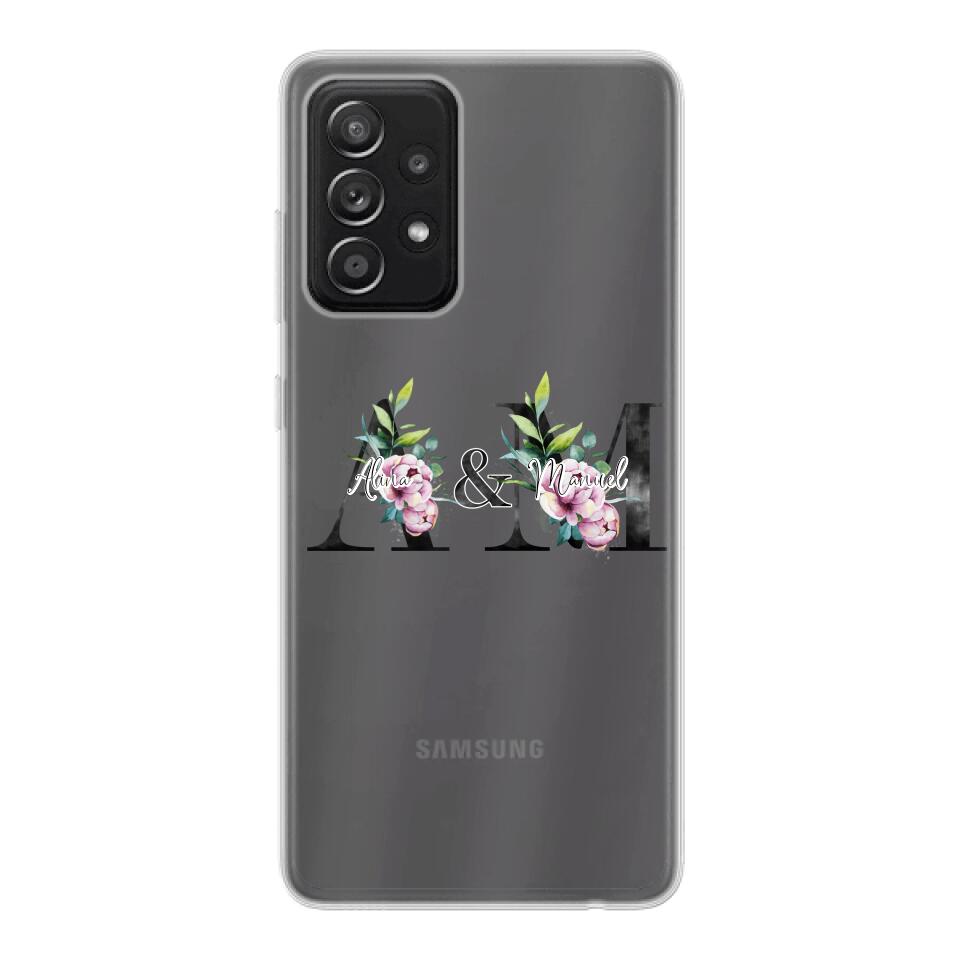 Personalisierte Handyhülle mit euren Initialien (mit Blumen) - Samsung