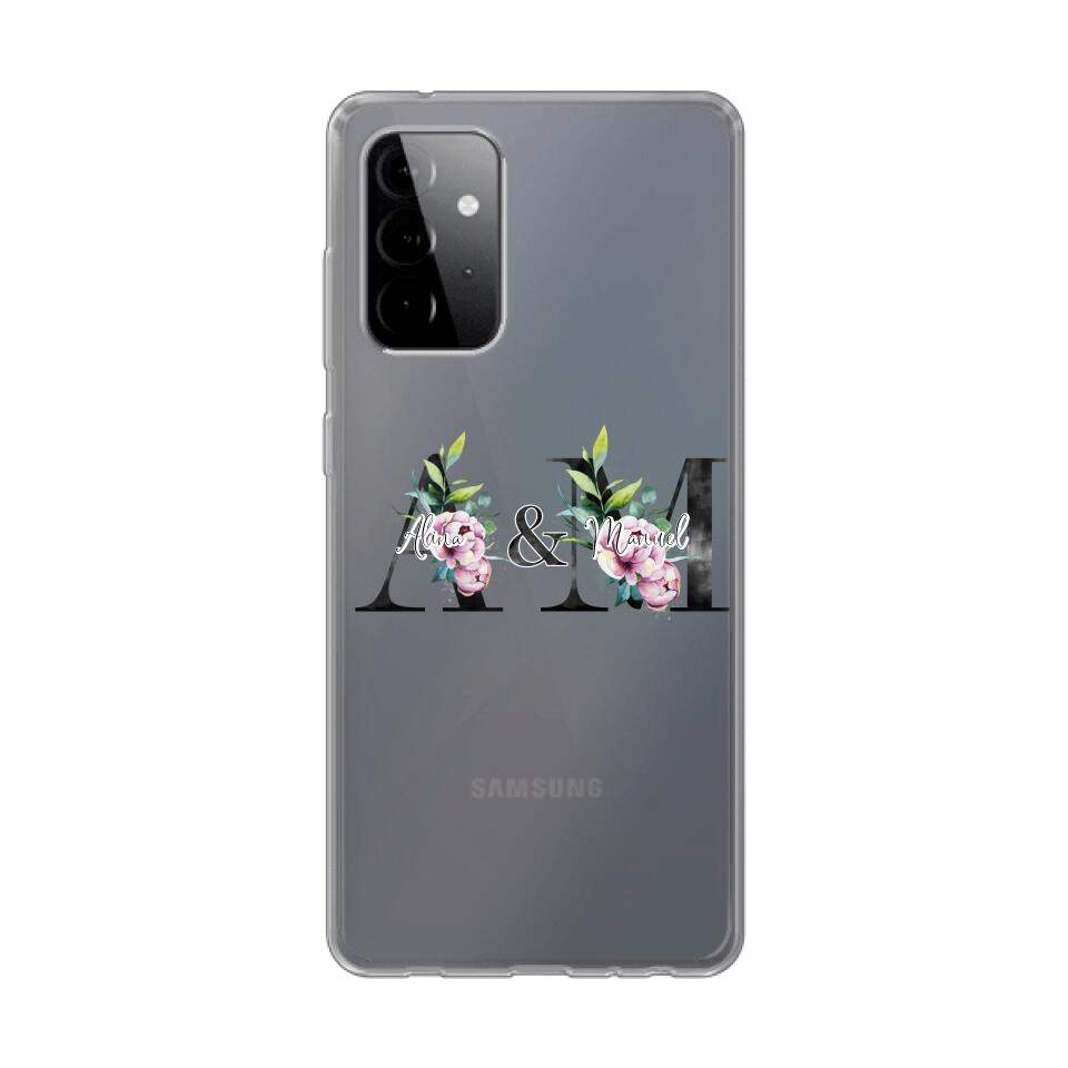 Personalisierte Handyhülle mit euren Initialien (mit Blumen) - Samsung