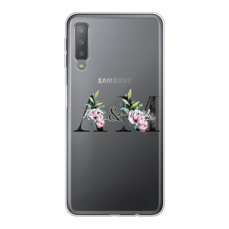 Personalisierte Handyhülle mit euren Initialien (mit Blumen) - Samsung