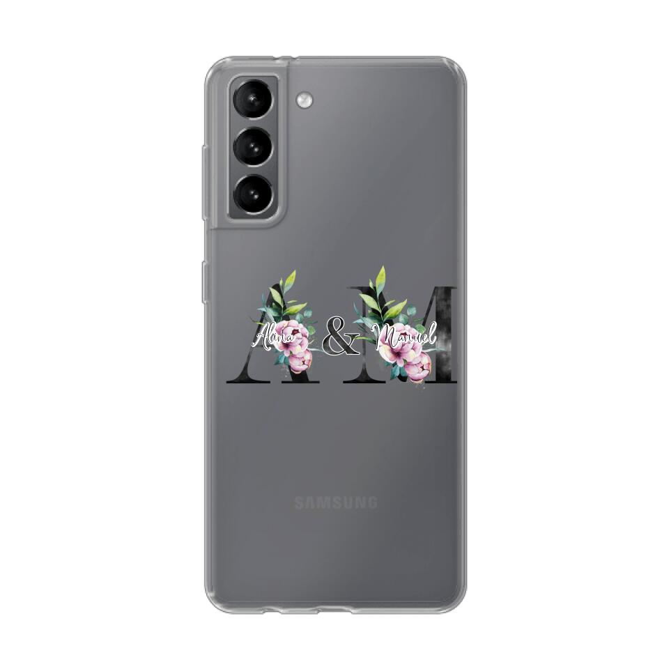 Personalisierte Handyhülle mit euren Initialien (mit Blumen) - Samsung