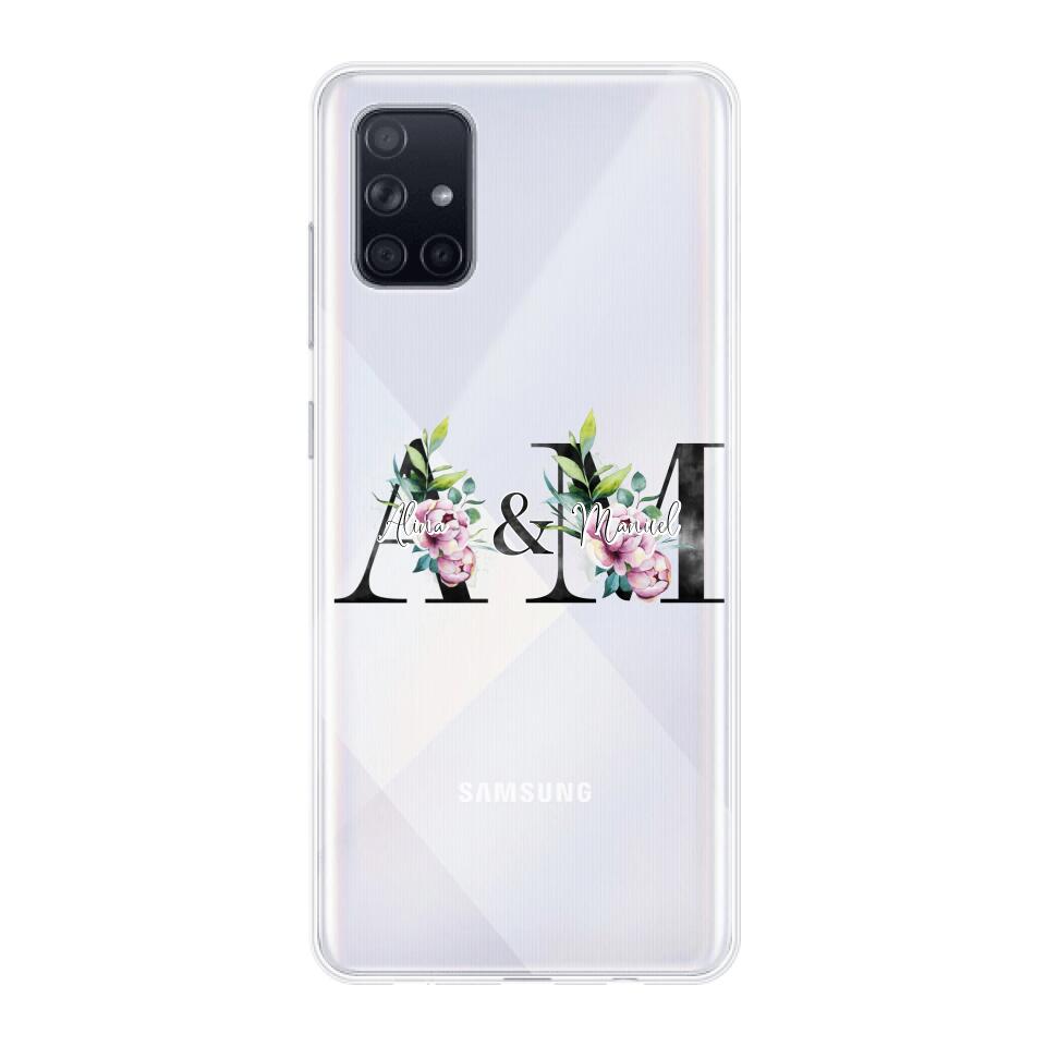 Personalisierte Handyhülle mit euren Initialien (mit Blumen) - Samsung