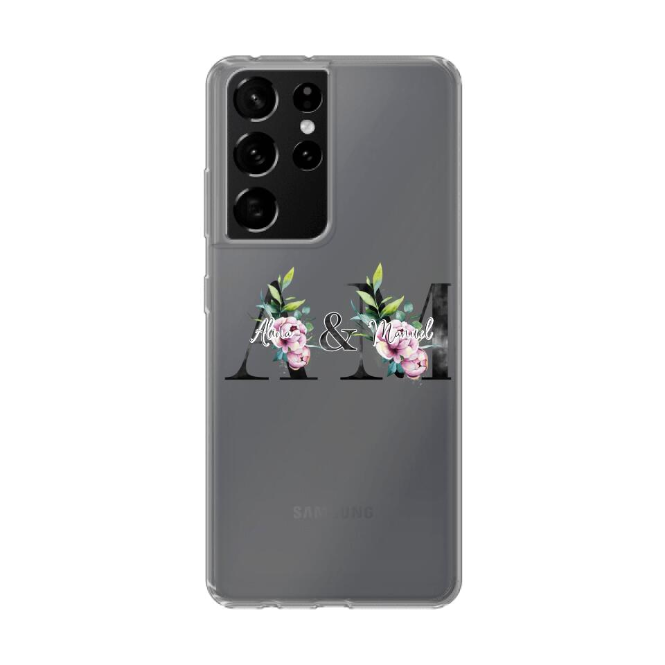 Personalisierte Handyhülle mit euren Initialien (mit Blumen) - Samsung