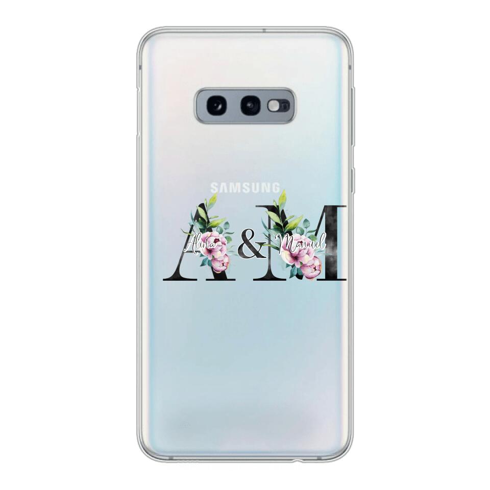 Personalisierte Handyhülle mit euren Initialien (mit Blumen) - Samsung