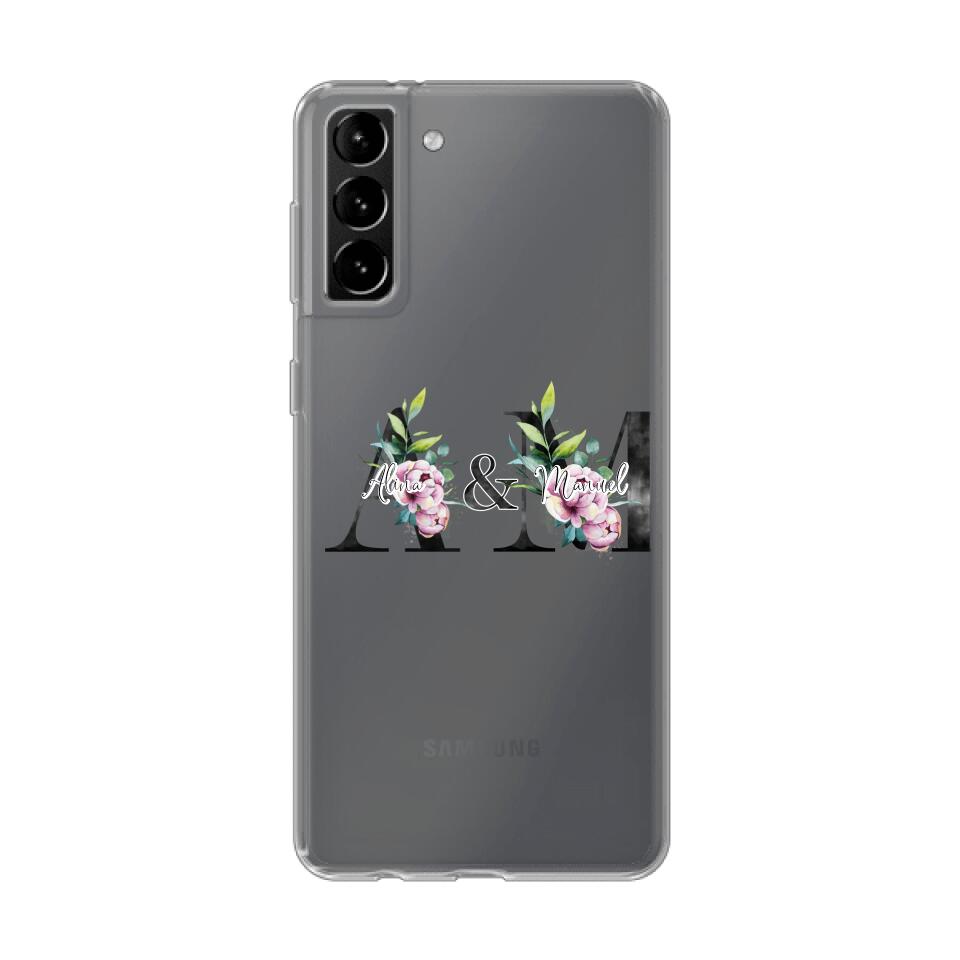 Personalisierte Handyhülle mit euren Initialien (mit Blumen) - Samsung