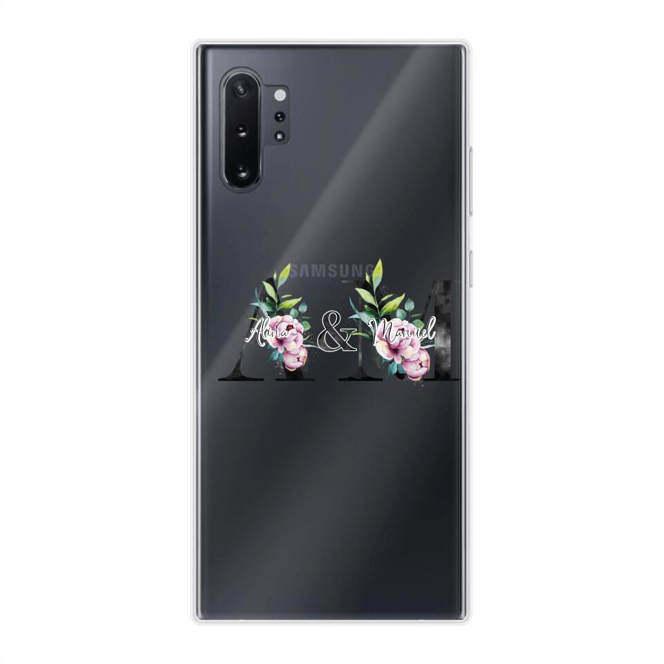 Personalisierte Handyhülle mit euren Initialien (mit Blumen) - Samsung