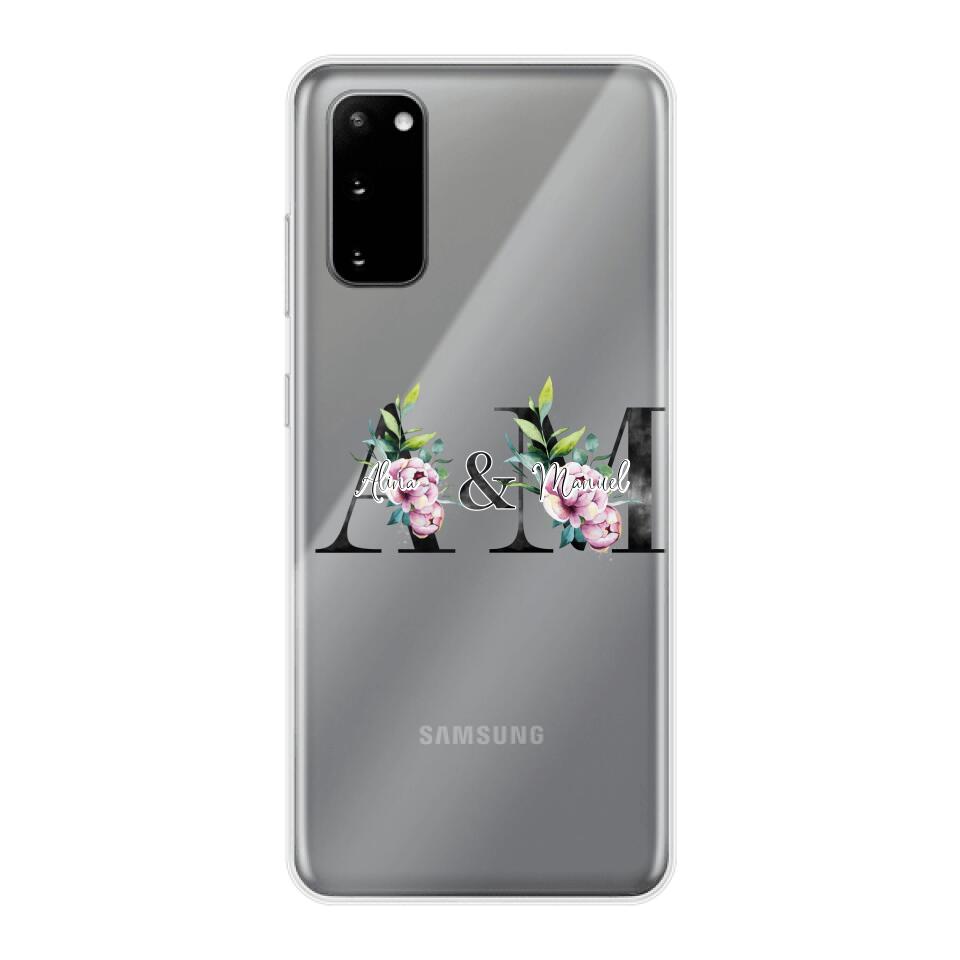 Personalisierte Handyhülle mit euren Initialien (mit Blumen) - Samsung