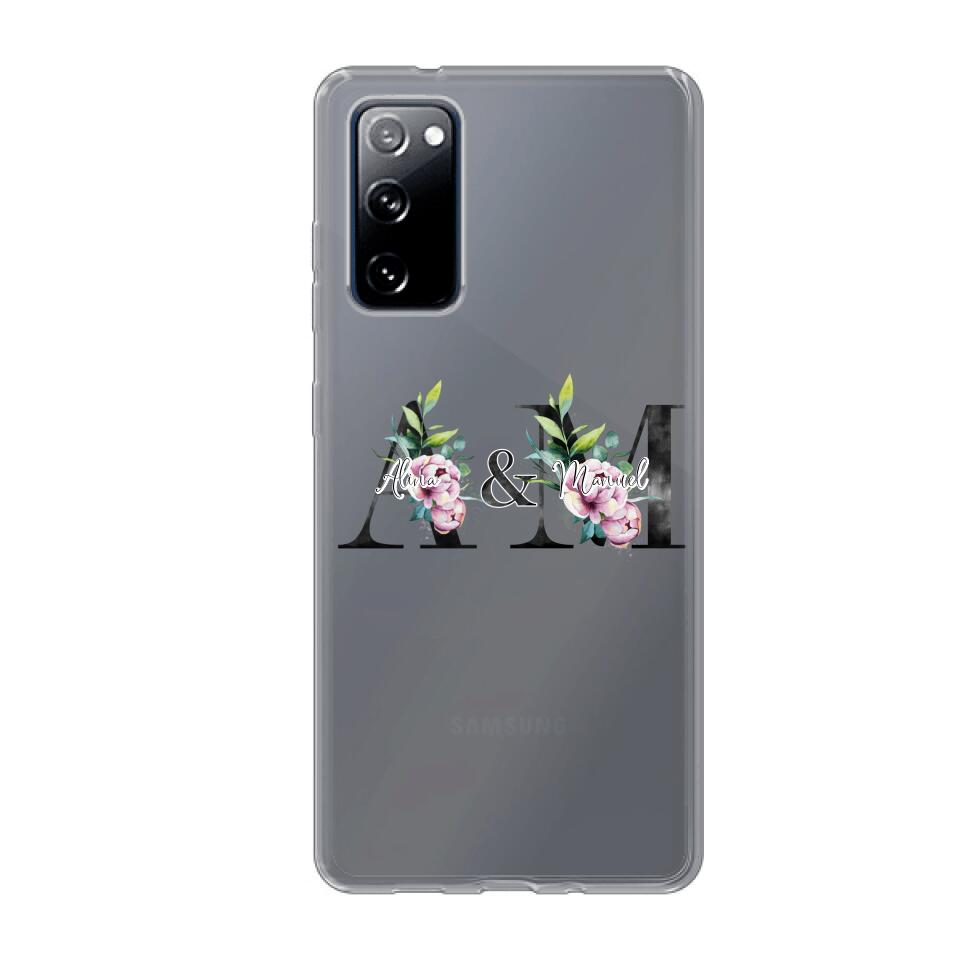 Personalisierte Handyhülle mit euren Initialien (mit Blumen) - Samsung