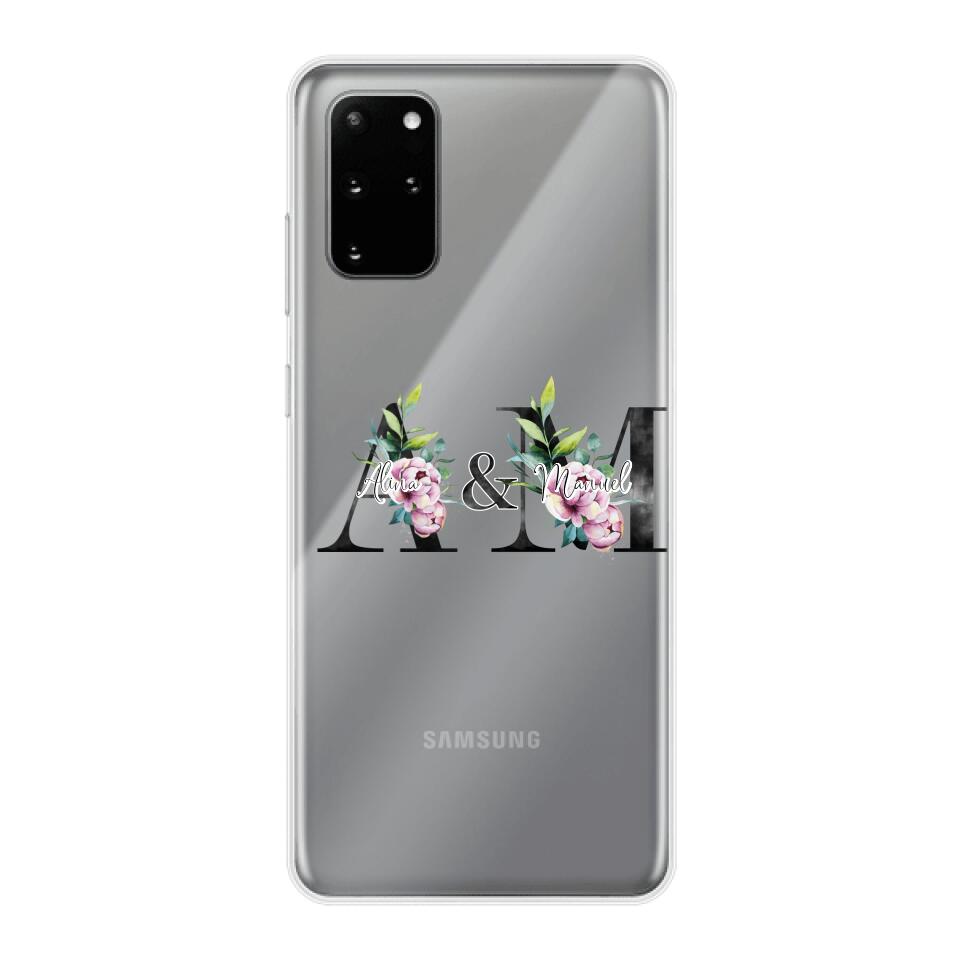 Personalisierte Handyhülle mit euren Initialien (mit Blumen) - Samsung