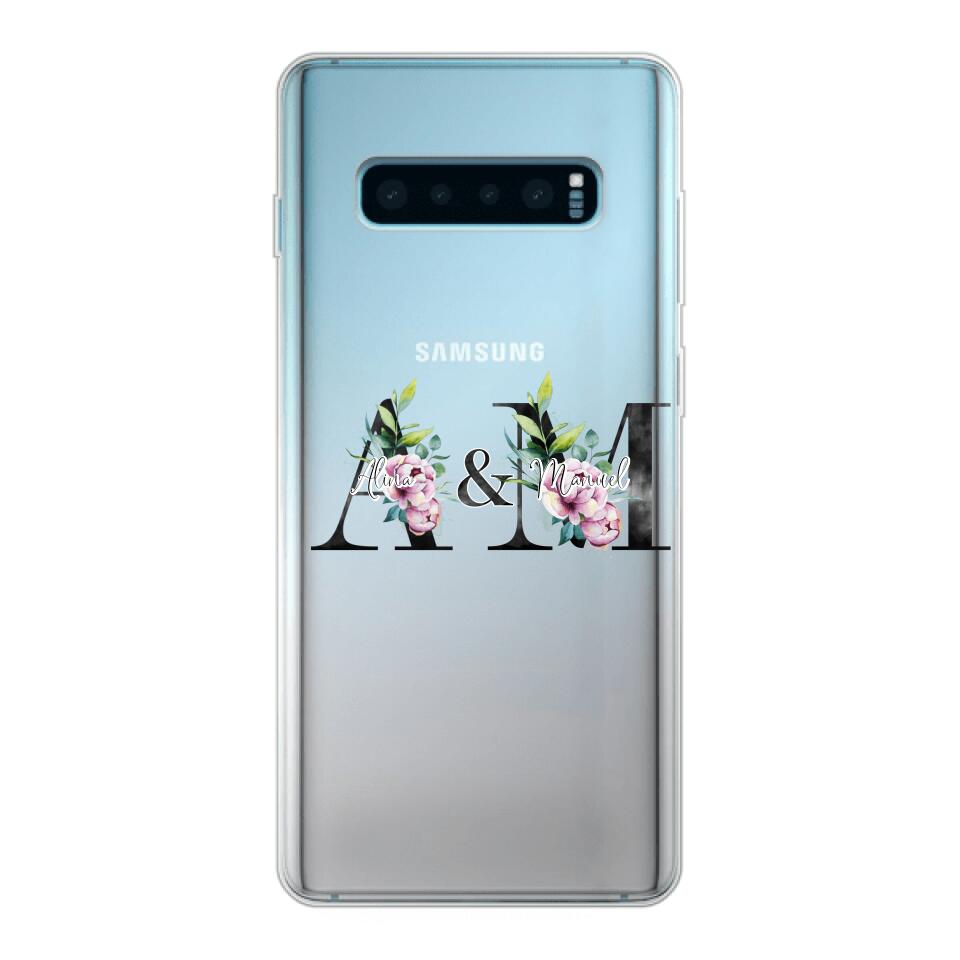 Personalisierte Handyhülle mit euren Initialien (mit Blumen) - Samsung