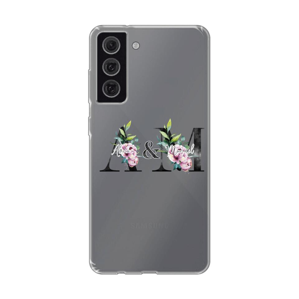 Personalisierte Handyhülle mit euren Initialien (mit Blumen) - Samsung