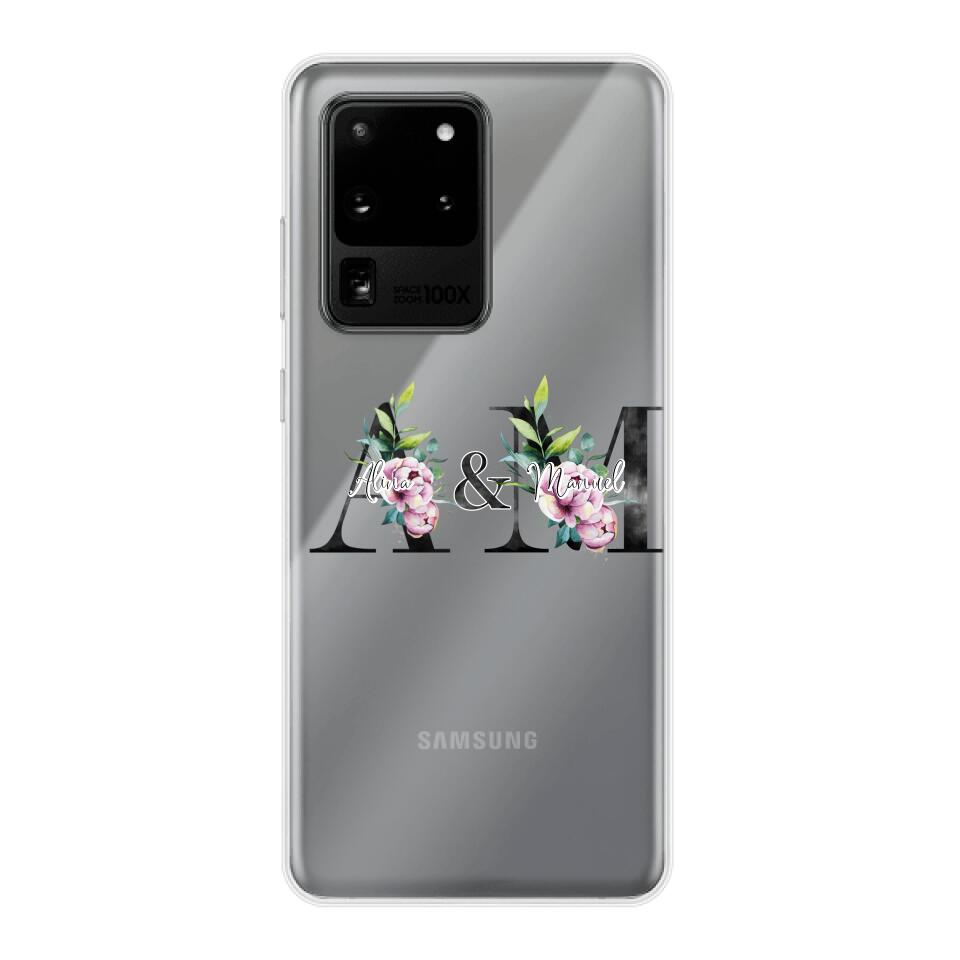 Personalisierte Handyhülle mit euren Initialien (mit Blumen) - Samsung