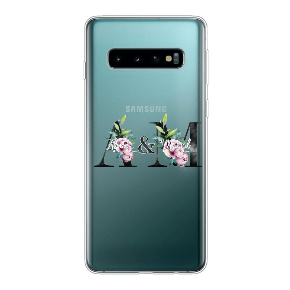 Personalisierte Handyhülle mit euren Initialien (mit Blumen) - Samsung