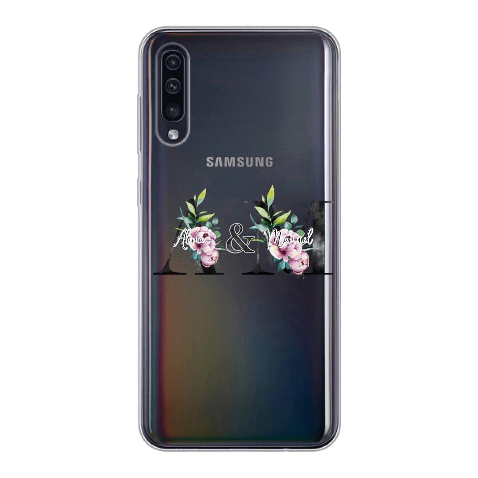 Personalisierte Handyhülle mit euren Initialien (mit Blumen) - Samsung