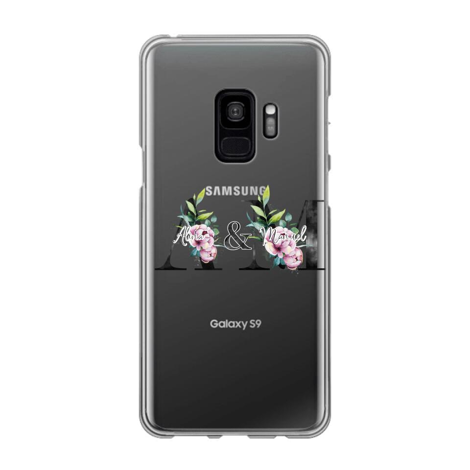 Personalisierte Handyhülle mit euren Initialien (mit Blumen) - Samsung