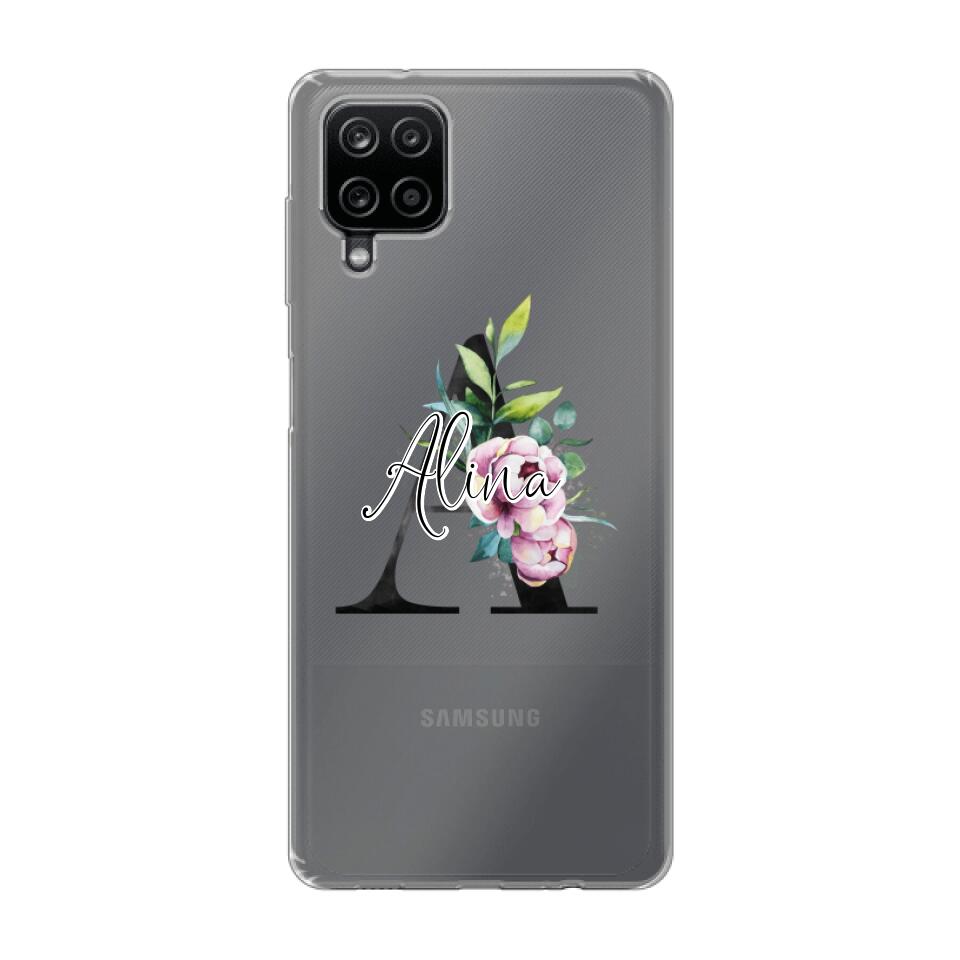 Personalisierte Handyhülle mit deiner Initiale (mit Blumen) - Samsung