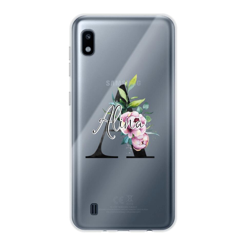 Personalisierte Handyhülle mit deiner Initiale (mit Blumen) - Samsung