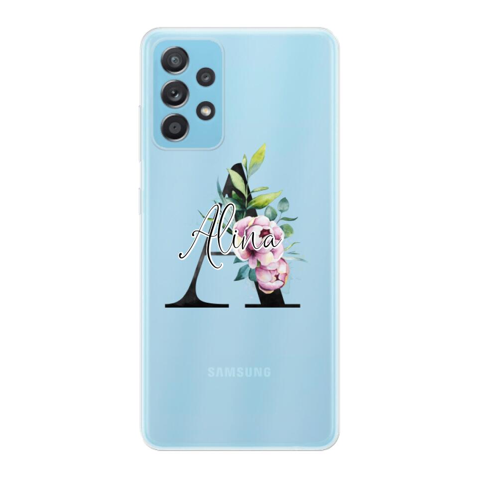 Personalisierte Handyhülle mit deiner Initiale (mit Blumen) - Samsung