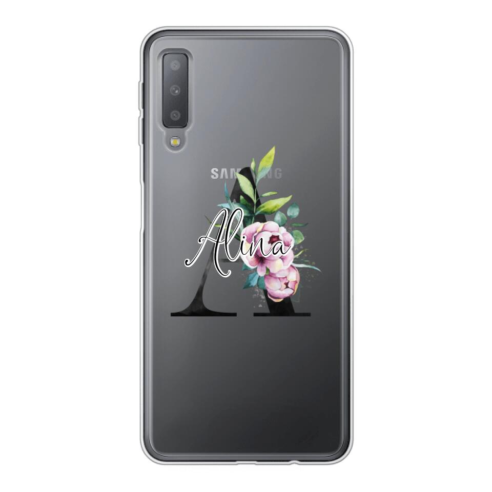 Personalisierte Handyhülle mit deiner Initiale (mit Blumen) - Samsung