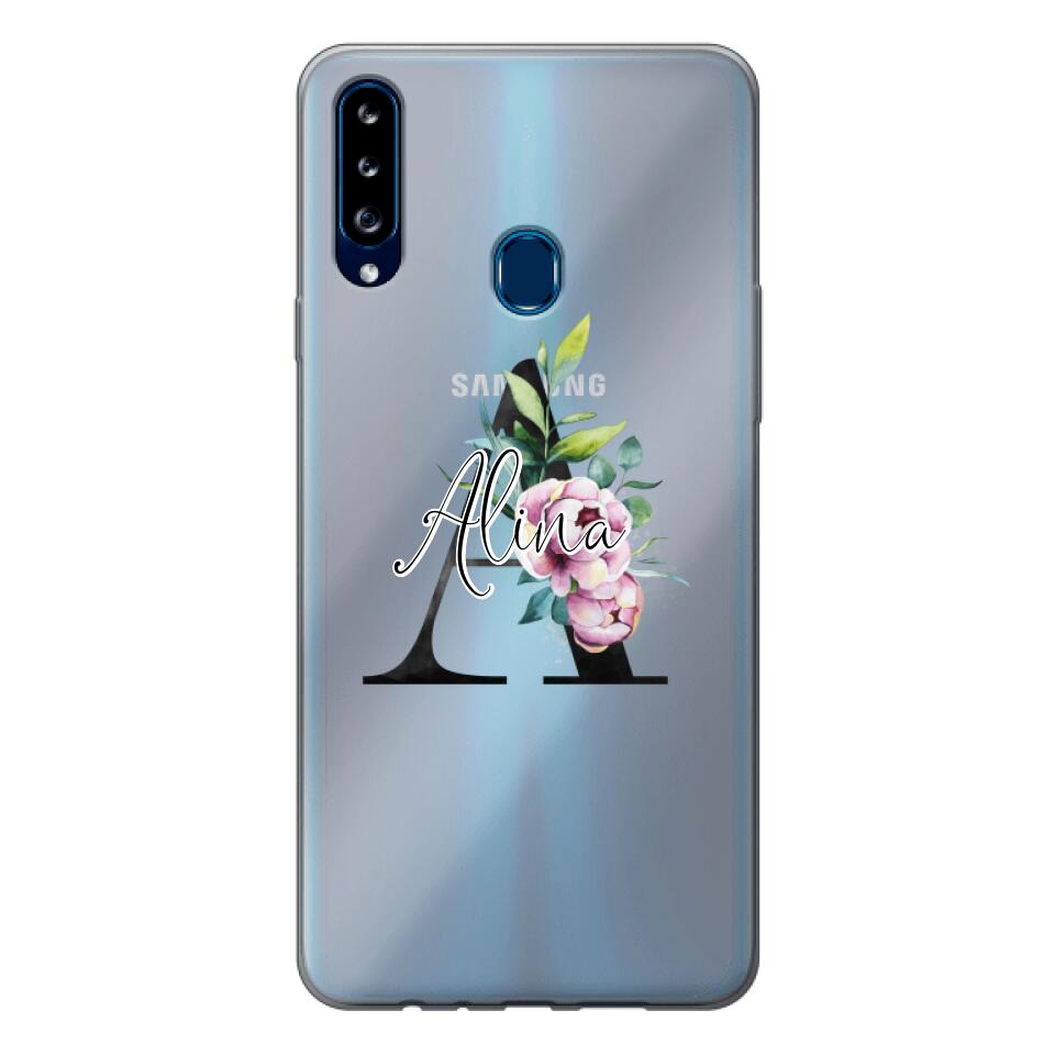 Personalisierte Handyhülle mit deiner Initiale (mit Blumen) - Samsung