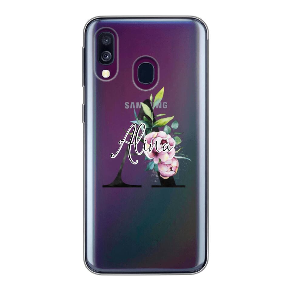 Personalisierte Handyhülle mit deiner Initiale (mit Blumen) - Samsung