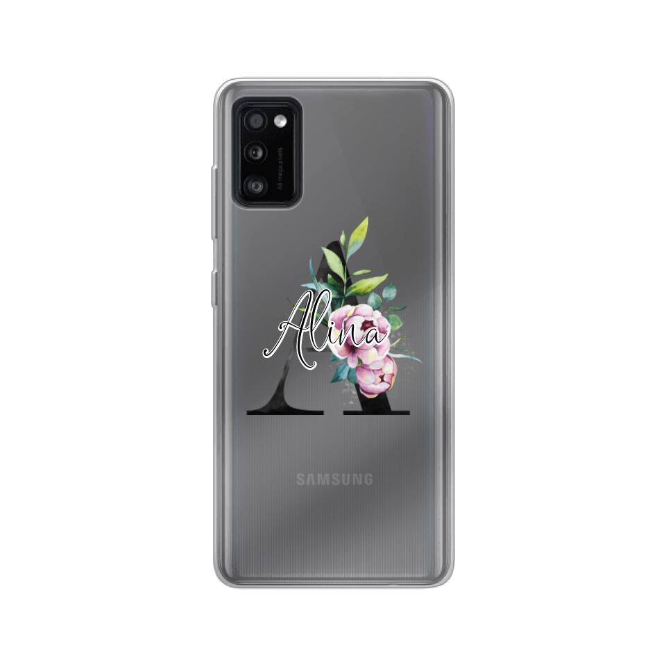 Personalisierte Handyhülle mit deiner Initiale (mit Blumen) - Samsung