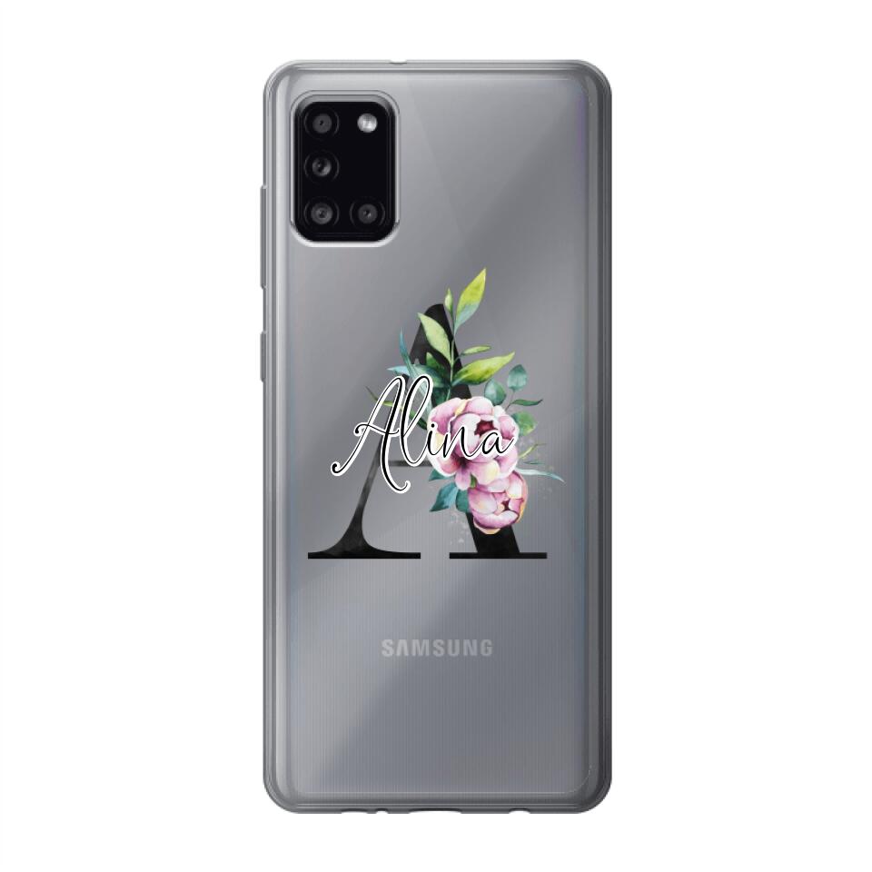 Personalisierte Handyhülle mit deiner Initiale (mit Blumen) - Samsung