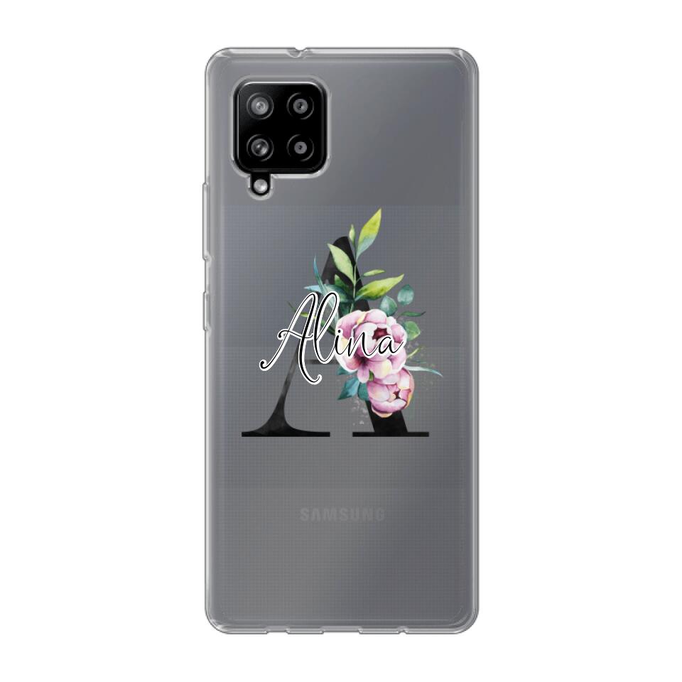 Personalisierte Handyhülle mit deiner Initiale (mit Blumen) - Samsung