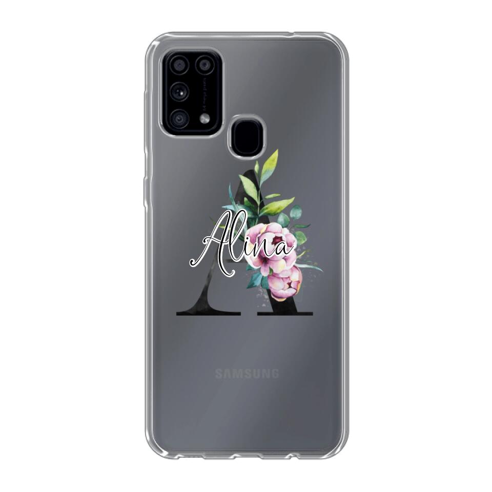 Personalisierte Handyhülle mit deiner Initiale (mit Blumen) - Samsung